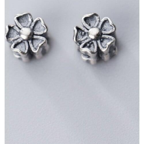 925 Sterling Silver Matte Craft Flower Loose Beads 6mm Small Space Bead Fit Beading Bracelets DIY Jewelry Accessories For Lady