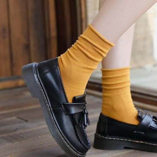Fashion Women Socks 1 Pair High Quality 98% Cotton Breathable Female Socks Solid Color Casual Middle Tube Loose Socks For Lady