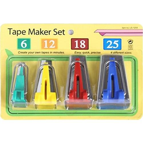Set Of 4 Size Fabric Bias Tape Makers Set 6MM 12MM 18MM 25MM Binding Tool Sewing Quilting 5BB5086