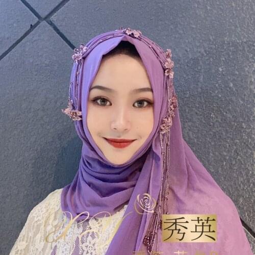 Multicolored Appliques Novelty New Muslim Scarf Hijab For Women