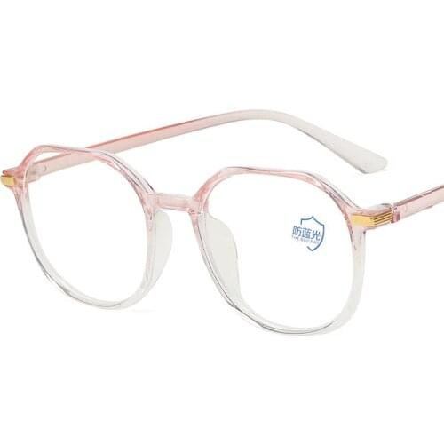 Art style irregular with short-sighted spectacle transparent chromatic optical frame anti blue light plain color
