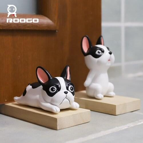 Roogo Dog Animal Door Stops Wedge Door Stopper Creative Block For Home Office Room Security Door Cute Miniature Figurines