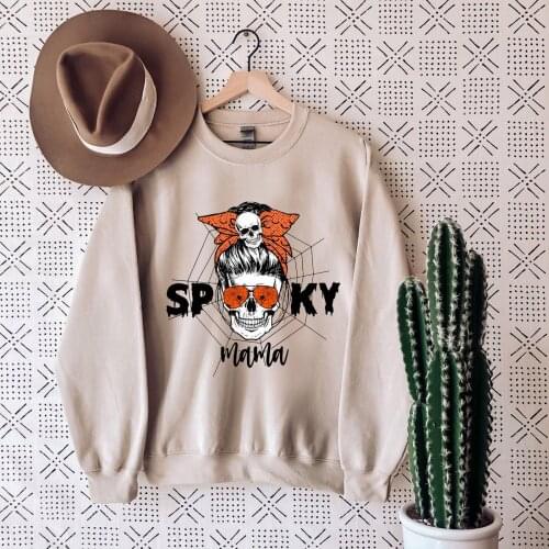 Autumn 2021 Womens Clothing Plus Size Halloween Sweatshirt Shirt Short Pullover Top Blouse Tee Winter Womens Clothing Fashion