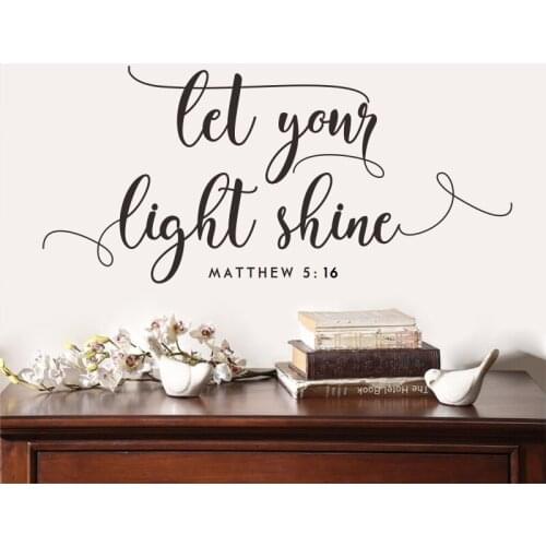 Let Your Light Shine Quote Wall Sticker Bible Verse Wall Decals Home Decor Living Room Bedroom Vinyl Decoration Wallpaper Poster