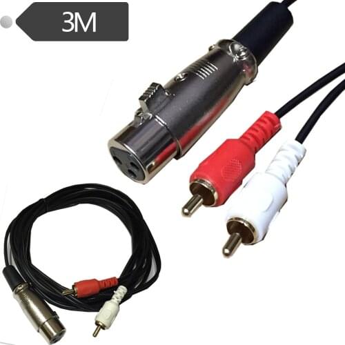 Rca line audio line 2RCA to XLR canon male/female double lotus to canon audio cable 3m