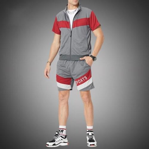 New Mens Set Summer Man Zipper Sportswear 2 Piece Hip Hop Sets Sports Suit Sweatshirt + Shorts Sweatsuit Male US Size Tracksuit