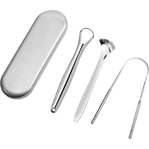 Steel Tongue Scraper Cleaning Care And Bad Breath Tongue Brush F9U8