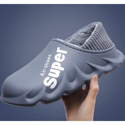 2021 New Winter Slippers Warm Men Shoes Waterproof Women Couples Non-Slip Plush Cotton Indoor Outdoor Cozy Home Autumn Thick Hee