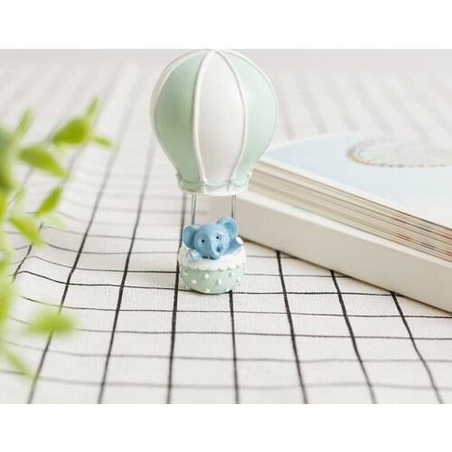 Hot Air Balloon Elephant Rabbit Figurine Ornament 9x5cm Cake Decoration Birthday Wedding Dessert Table Decoration Toy Gift