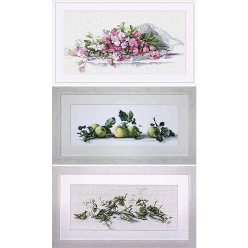 High Quality Counted Cross Stitches Kit Still life series Friut of Apple Plant of Pea and Pea flowers Luca-S B2259 Merejka K-82