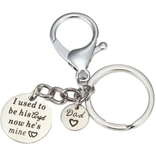 I used to be his angel now hes mine Lettering Exquisite Key Chain Jewelry Inspirational Stainless Steel Key Chain Jewelry