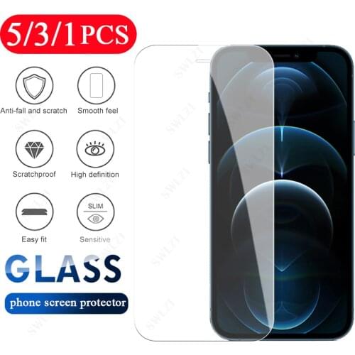 5/3/1Pcs for iphone X XR XS SE 12 Mini 11 Pro Max 8 7 6 6s Plus Tempered Glass Phone Screen Protector Protective Film on Glass