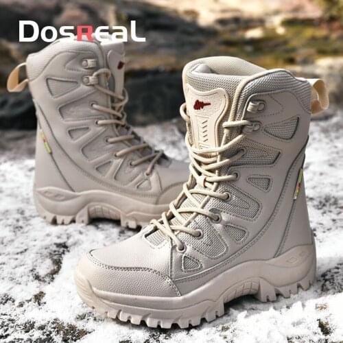 Winter Plus Velvet Boots Mens Large Size Combat Boots Ladies Snow Boots Warm Outdoor High Boots Ladies And Bare Feet Boots