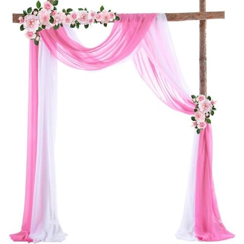 1pc/2pcs 70*550cm Elastic Chiffon Arch Drapery For Wedding Decoration Stage Background Cloth Gauze Curtain