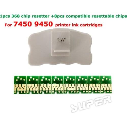 1PCS Chip resetter for epson 7450 9450 printer cartridge chips + 8pcs compatible resettable chips for Epson stylus pro 7450 9450