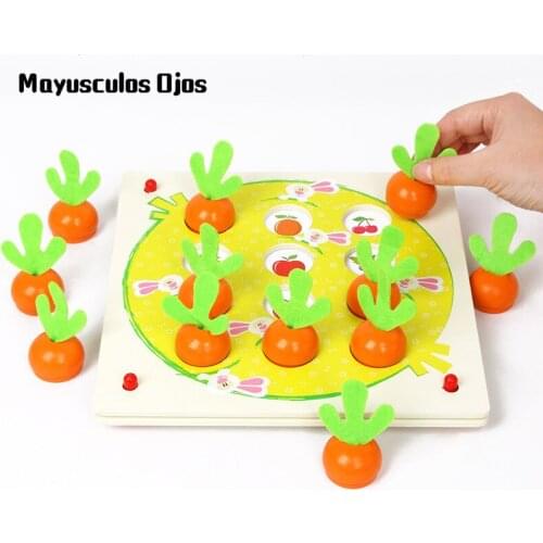 1PC Wooden Radish Chess Parent-child Interaction Board Game Children Early Education Intellectual Development Training Brain Toy