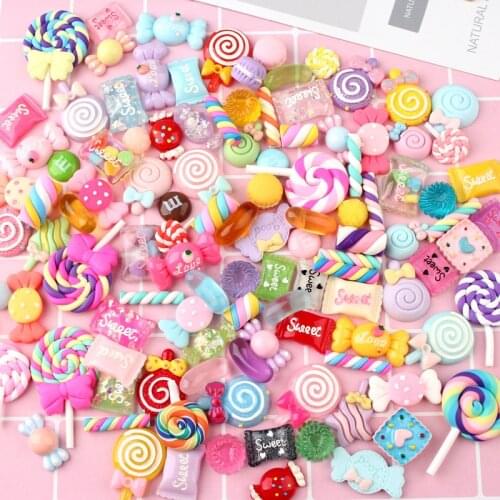 10-50Pcs Resin Candy Flat Back Resin DIY Craft Supplies Phone Shell Decor Kids Toys Hair Accessories Materials