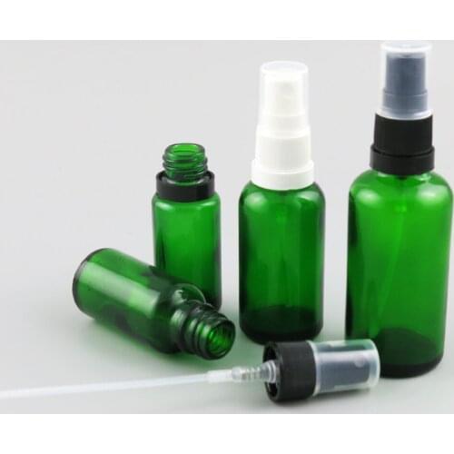 10pcs 5ml 10ml 15ml 20ml 30ml 50ml 100ml 1oz Green Glass Essence Oil Bottle With Tamper Evident Spryar for Perfume Refillable