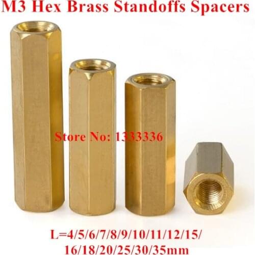 100pcs M3*4/5/6/8/10/12/13/15/20/25/30mm Hex Nut Spacing Screws Brass Threaded Pillar PCB Computer Motherboard Standoff Spacers