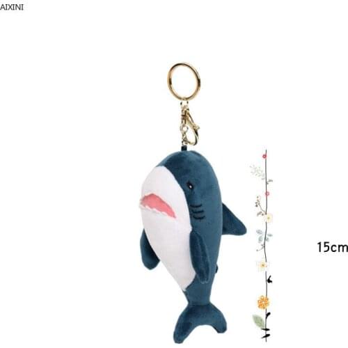 15cm Cute Simulation Shark Plush Key Chain Kids Pendant Toys Soft Cartoon Whale Stuffed Doll Backpack Keychain Bag Pendant Gift