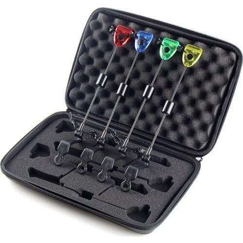 4PCS/Set Fishing Swinger Set Bite Alarm Hanger Swinger 4 Colors LED Illuminated Swinger Indicator Carp Fishing Tackle