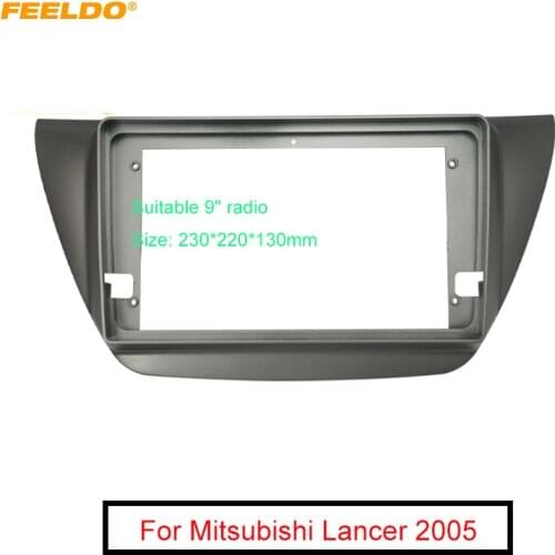 FEELDO Car 2Din Radio Stereo Fascia Frame for Mitsubishi Lancer 9" Big Screen CD/DVD Player Face Dash Mount Trim Kit
