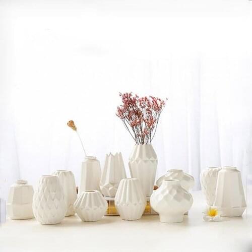 White Creative Ceramic Vase Mini Decoration Floral Living Room Vase Dried Flowers Artificial Flower Small Vase