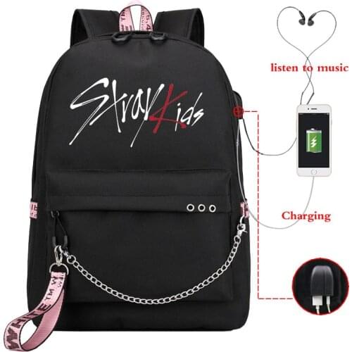 Kpop Style Stray Kids Canvas Backpack Teenagers Students Korean School Backpack for Girls Boys School Bags Mens Travel Rucksack