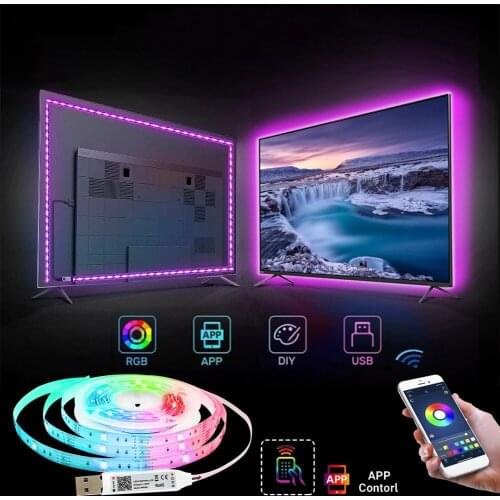 Color RGB Backlight for tv , USB Powered LED strip light ,RGB 5050 Mirror APP Control Music Syn Bluetooth-connection Waterproof