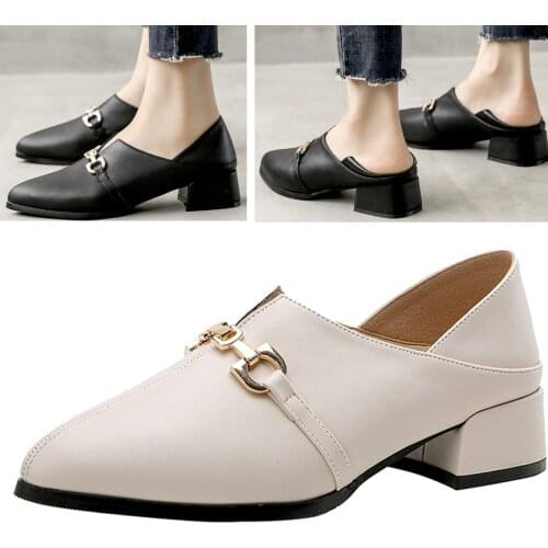 For Designer Women Pumps Slip on Mules Low Heel Casual Shoes British Block Heels Summer Pumps Footwear Pointed slippers