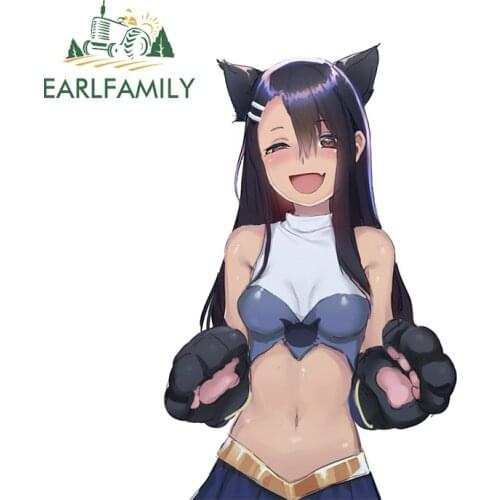 EARLFAMILY 13cm x 8.3cm for Nagatoro Car Stickers Simple Creative Decals Scratch-Proof Vehicle Caravan Decor Car Door Protector