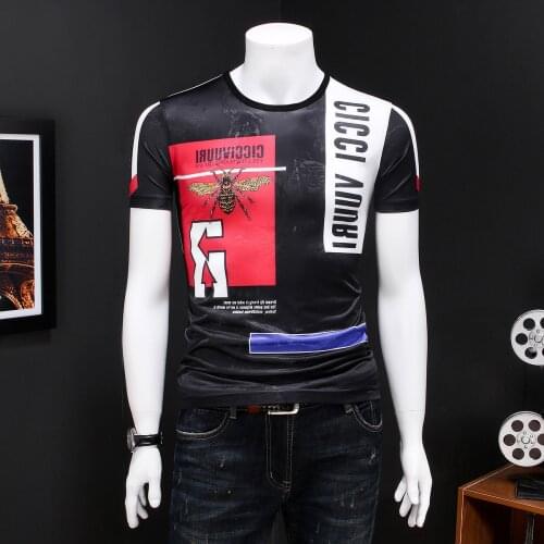 Irregular Lattice Print Manga Corta Contrasting Colors Tee Hombre Camiseta T Shirt Men Club Party Homme Baroque