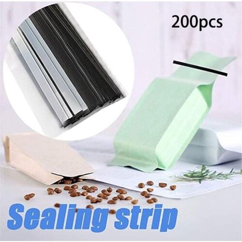 Hot XD-200Pcs Peel and Stick Tin Ties, Wire Bendable and Sticky Coffee Bag Ties Sealing Bead of Baked Food Bag 5.5 inch-Black