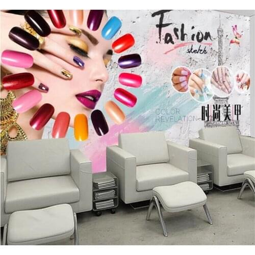 Classic formaldehyde-free wallpaper European American cosmetics nail shop confused background wall papers home decor