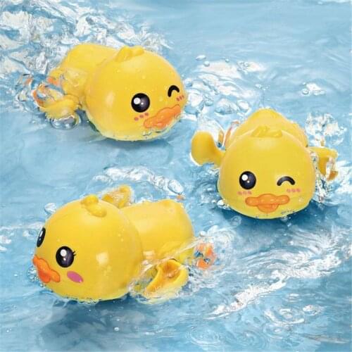 1pc Childrens Little Yellow Duck Baby Cartoon Bathing Toy Shower Swimming Playing Water Clockwork Toy For Baby Kids Funny Gift