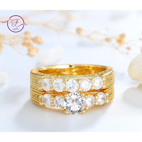 Gold Ring Set 925 Sterling Silver Ring Luxury Zircon Rings Gift for Women Fine Jewelry Wedding Party Engagement Finger Ring
