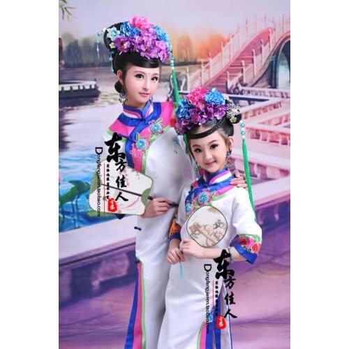 Xiao Ge Ge Little Princess 2015 New Design Photo House Costume Album Mother-Daughter Costume Sets Qing Dynasty Princess Costume