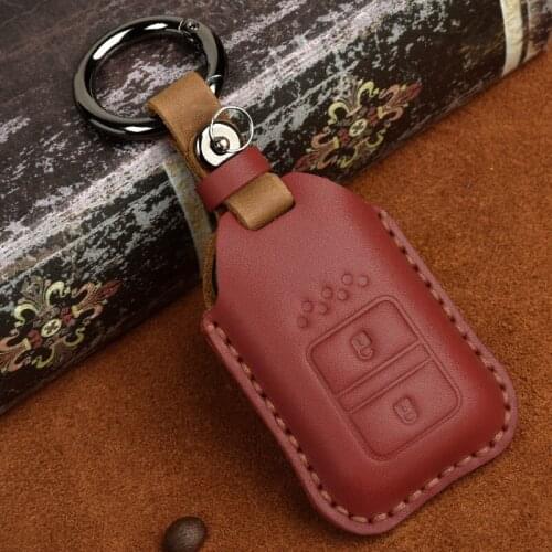 Leather Car Key Case Cover For Honda Accord EX EXL Civic Crv Crz Hrv Pilot Ridgeline 2017 2018 Keychain Auto Key Protect