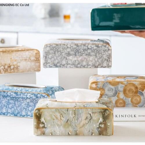 European-style Ceramic Tissue Box Nordic Creative Living Room Storage Box Restaurant Drawer Light Luxury Household Storage Box