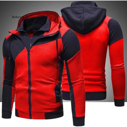 Mens Hoodies Sweatshirts New Autumn Winter Men Patchwork Hoody Fleece Tracksuit Male Warm Hooded Zipper Sportswear
