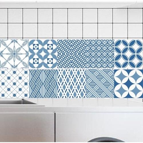 Mediterranean Retro Tile Sticker,Waterproof Self adhesive Wallpaper for Kitchen Bathroom Bathtub,Home Decor Wall Decal 20x100cm