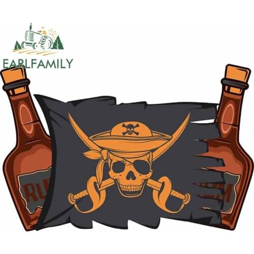 EARLFAMILY 13cm x 12.2cm for Pirate Rum Race Alcohol Trunk Waterproof Windshield Camper Car Stickers VAN Motorcycle Anime Decal