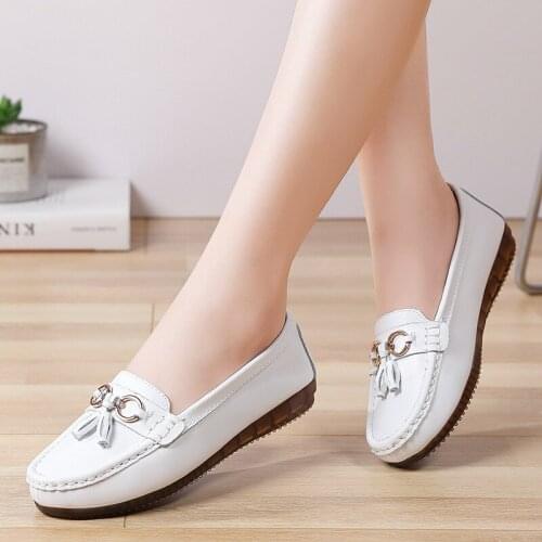 New arrival plus size loafers ladies shoes casual comfortable flats female shoes genuine leather shoes woman tenis feminino