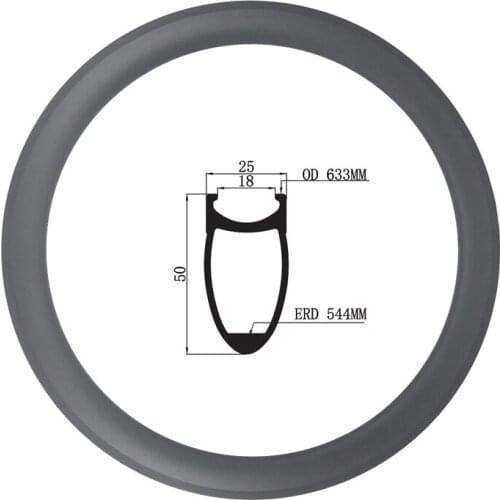 700c 50mm clincher outter width 25mm V brake road bike carbon rim Inner Width 18mm basalt surface track road bicycle rim