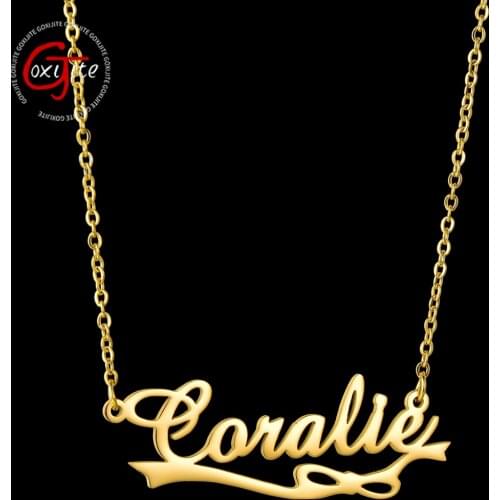 Goxijite Fashion Personalized Name Choker Necklace For Women Stainless Steel Gold Letter Nameplate Pendants Necklace LovelyGift