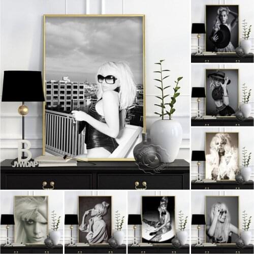 Hot Singer Lady Gaga Poster, Sexy Musi Star Wall Art, Black and White Poster, Gaga Art Prints, Bar Pub Club Wall Stickers