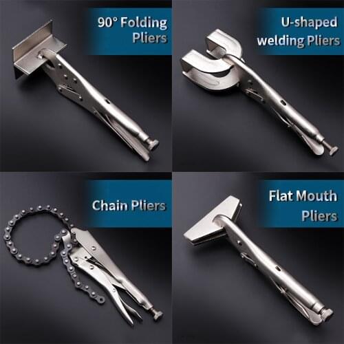 90° Folding Edge Pliers Welding Clamping Force Plier Household Repair Tool Chain Plier CR-V Forged Metalworking Wide Mouth Plier