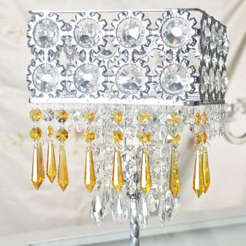 H&D 55mm Crystal Icicle Prisms Chandelier Drop Pendants Lamp Candelabra Parts, Pack of 10 (Yellow)