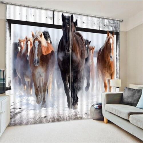 Animals Horse print Luxury Blackout 3D Window Curtains For Living Room kids Bedroom Drapes cortinas Rideaux Customized size