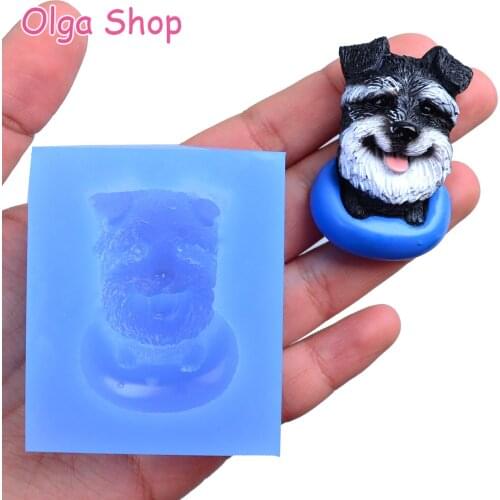 DYL789 Schnauzer Dog Silicone Mold Animal Mold Cupcake Topper Cake Decorating Fondant Resin Polymer Clay Jewelry Making Molds